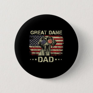 Great Dane Vater Hund liebt amerikanische Flagge 4 Button