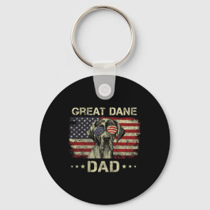 Great Dane Vater Hunde Liebhaber Amerikanische Fla Schlüsselanhänger