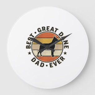 Great Dane Vater Vintage Sonnenuntergang Hunde Lie Große Wanduhr