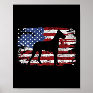 Great Dane Vintage-Amerikanische Flagge Poster