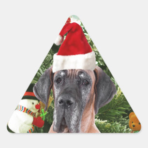 Great Dane w Christmas Tree Geschenkboxen Weihnach Dreieckiger Aufkleber
