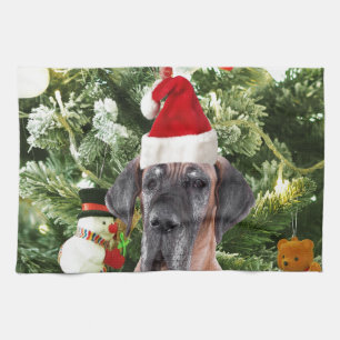Great Dane w Christmas Tree Geschenkboxen Weihnach Küchentuch