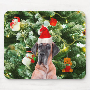 Great Dane w Christmas Tree Geschenkboxen Weihnach Mousepad