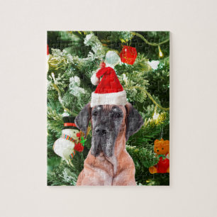 Great Dane w Christmas Tree Geschenkboxen Weihnach Puzzle