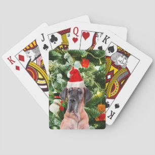 Great Dane w Christmas Tree Geschenkboxen Weihnach Spielkarten