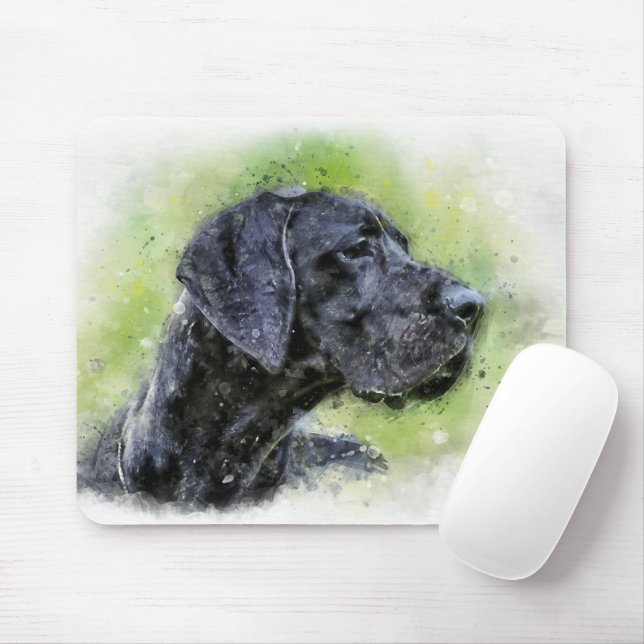 Great Dane Wasserfarbe Mousepad (Mit Mouse)