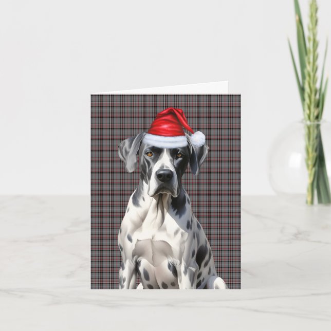 Great Dane Weihnachten Hund Red Grau Karierte Weih (Vorderseite)
