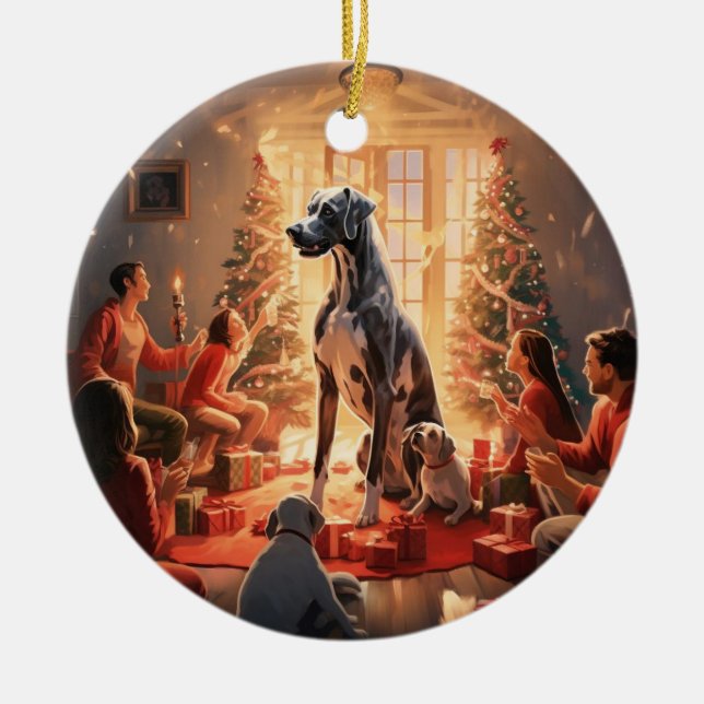 Great Dane Weihnachten, Hundedenkengeschenk, Hunde Keramik Ornament (Vorne)