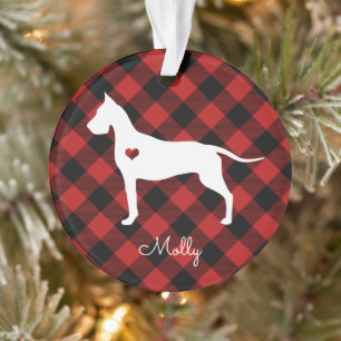 Great Dane Weihnachten Karierter Hund Name Foto Ornament