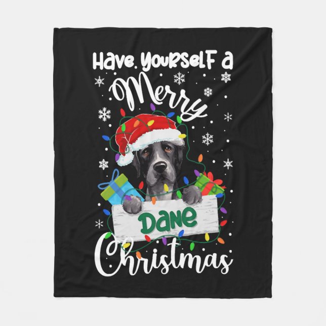 Great Dane Weihnachten Party Great Dane Xmas Gesch Fleecedecke (Vorderseite)
