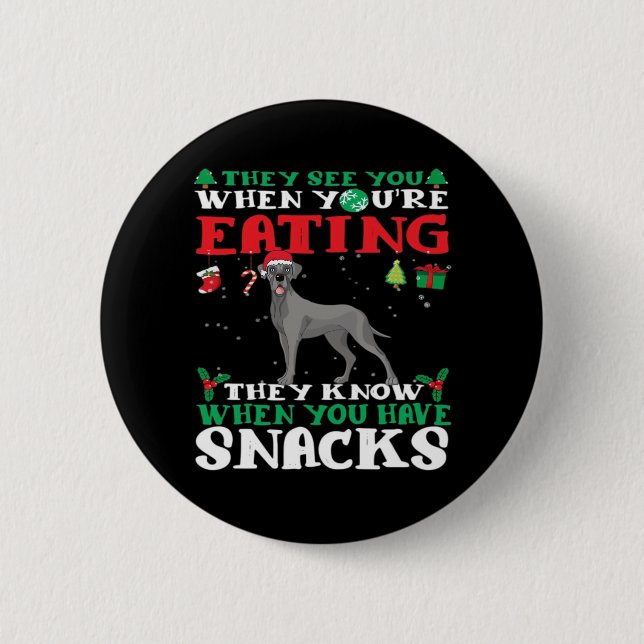 Great Dane Weihnachts Spaß Klassischer T - Shirt Button (Vorderseite)