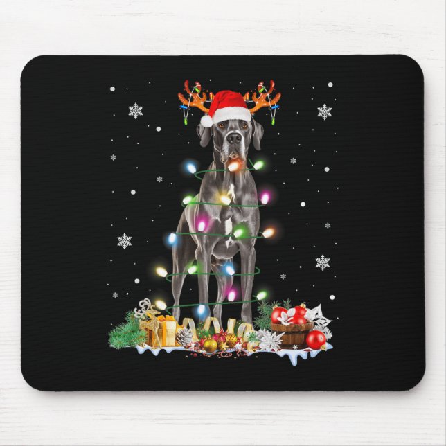Great Dane Weihnachts-Weihnachtsmannmütze Fairy Li Mousepad (Vorne)