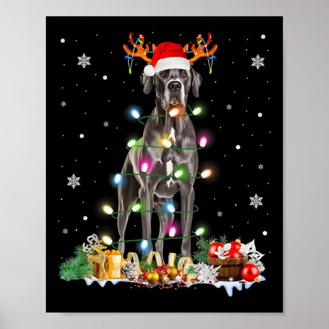 Great Dane Weihnachts-Weihnachtsmannmütze Fairy Li Poster (Vorne)