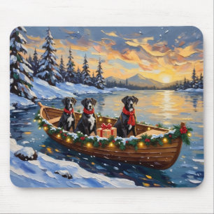 Great Dane Weihnachtsboot Urlaub Mousepad