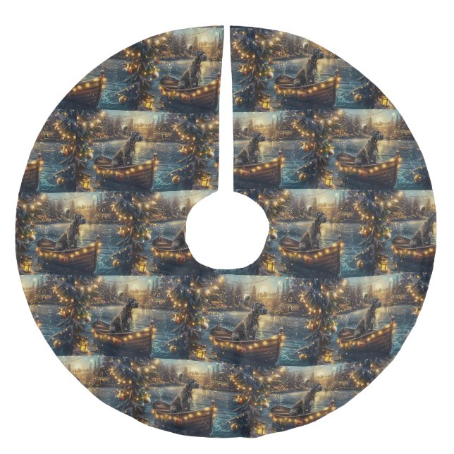 Great Dane Weihnachtsfest Reise Polyester Weihnachtsbaumdecke (Vorderseite)