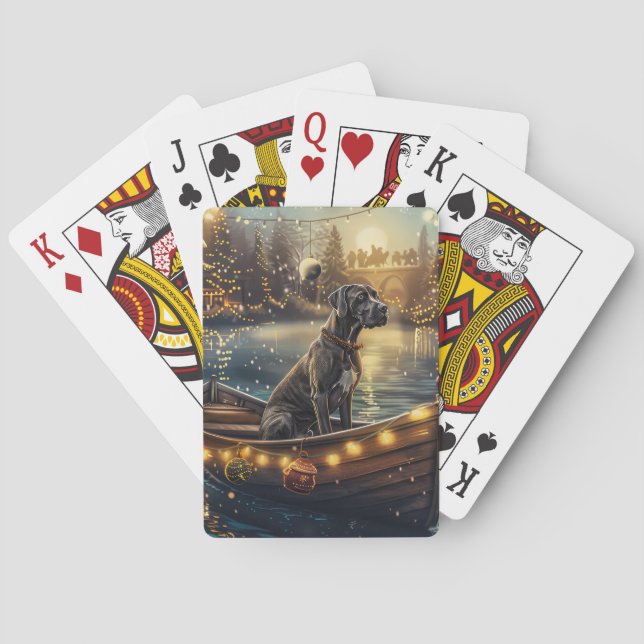 Great Dane Weihnachtsfest Reise Spielkarten (Rückseite)
