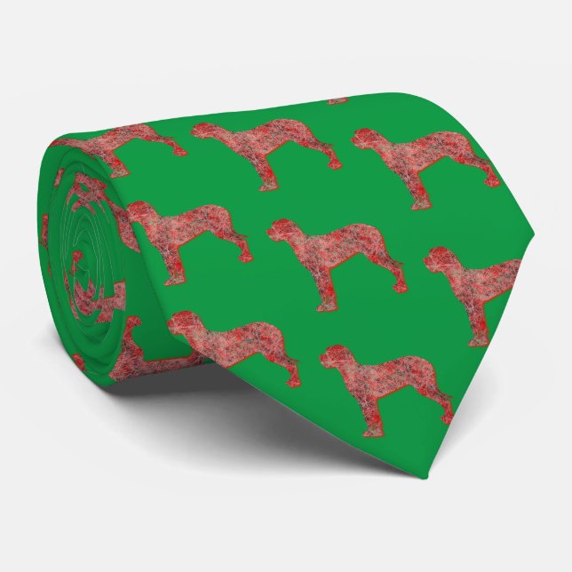 Great Dane Weihnachtshunde Silhouette Green Neck Krawatte (Gerollt)