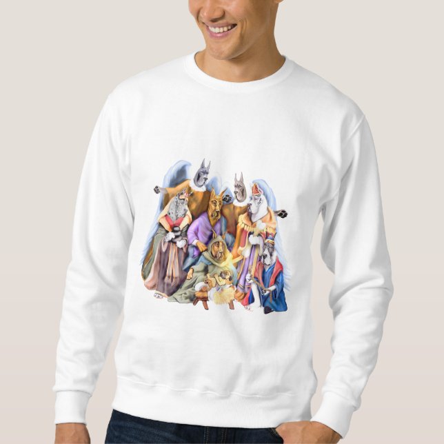 Great Dane Weihnachtskrippe Sweatshirt (Vorderseite)