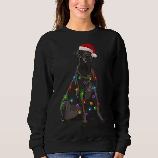 Great Dane Weihnachtslicht Weihnachten Weihnachten Sweatshirt (Vorderseite)