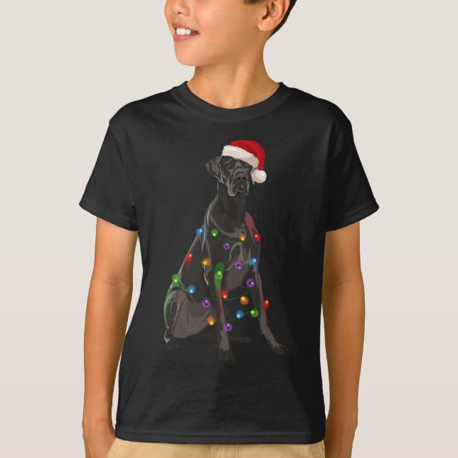 Great Dane Weihnachtslicht Weihnachten Weihnachten T-Shirt (Vorderseite)