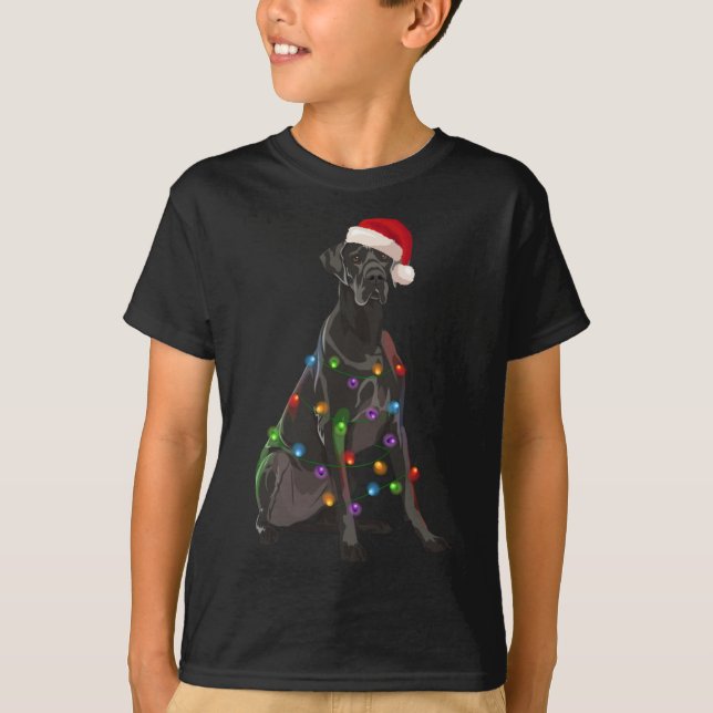 Great Dane Weihnachtslicht Weihnachten Weihnachten T-Shirt (Vorderseite)