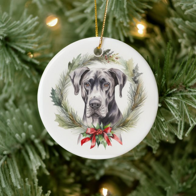 Great Dane Weihnachtsmann Festliche Jungfrau Keramik Ornament (Baum)