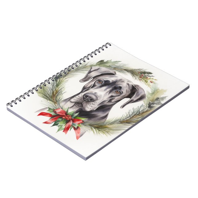 Great Dane Weihnachtsmann Festliche Jungfrau Notizblock (Linke Seite)