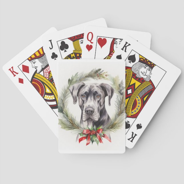 Great Dane Weihnachtsmann Festliche Jungfrau Spielkarten (Rückseite)