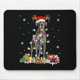 Great Dane Weihnachtsmann Hut Lichterkette Pyjama Mousepad