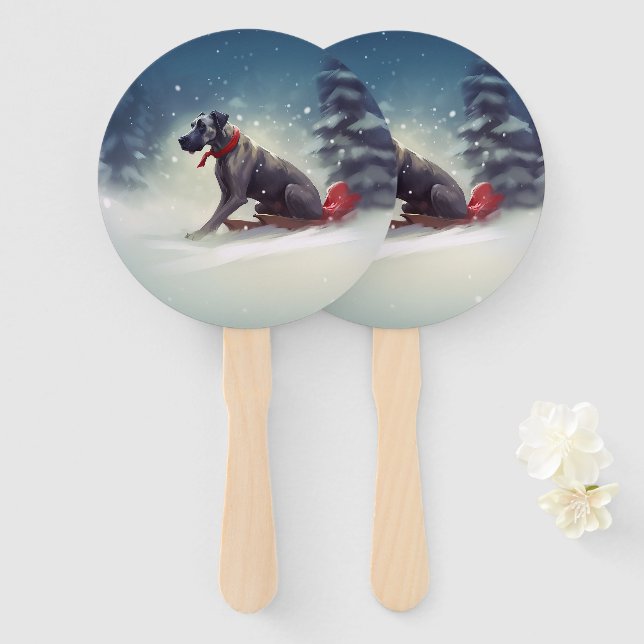 Great Dane Weihnachtsschnee Winter Fächer (Vorne und Hinten)