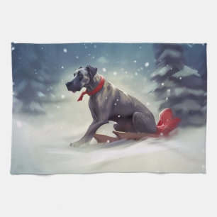 Great Dane Weihnachtsschnee Winter Geschirrtuch