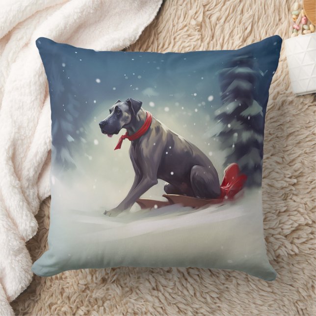 Great Dane Weihnachtsschnee Winter Kissen (Decke)
