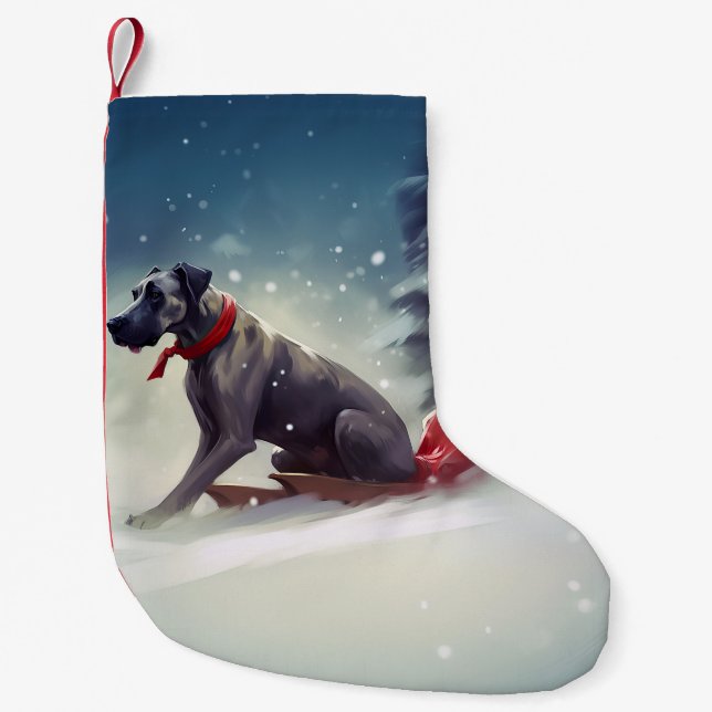 Great Dane Weihnachtsschnee Winter Kleiner Weihnachtsstrumpf (Vorderseite)