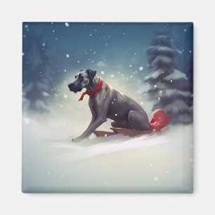 Great Dane Weihnachtsschnee Winter Magnet