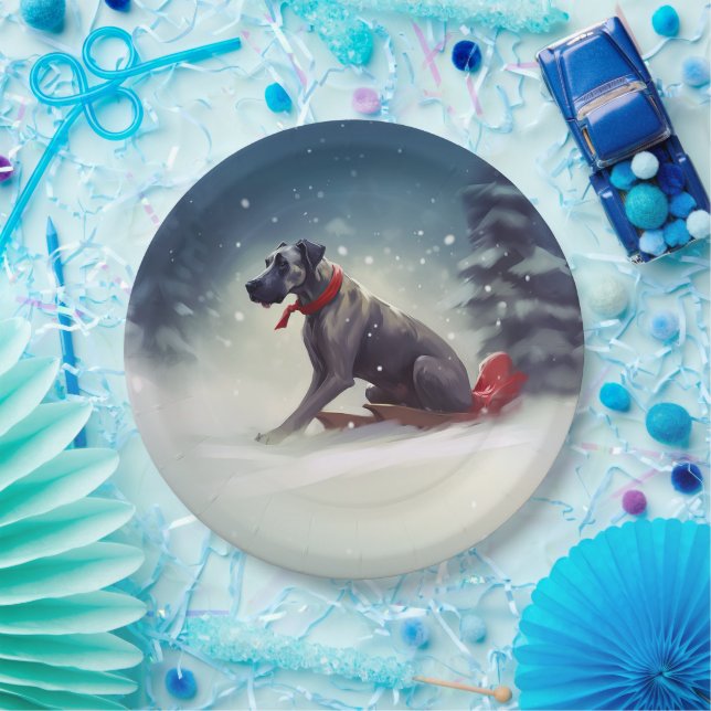 Great Dane Weihnachtsschnee Winter Pappteller (Party)