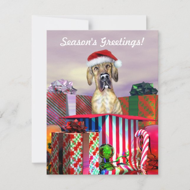 Great Dane Weihnachtsüberraschung Brindle UC Einladung (Vorderseite)