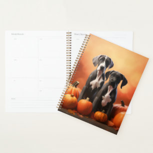 Great Dane Welpe Herbstfreude Kürbis Planer