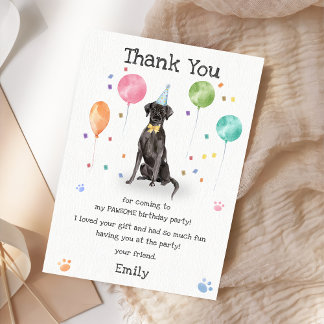Great Dane Welpe Hund Geburtstagsparty Danke Karte