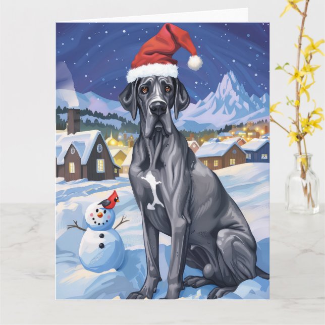 Great Dane Winter Wonderland Weihnachtsfreude Karte (Gelbe Blume)