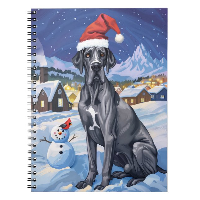 Great Dane Winter Wonderland Weihnachtsfreude Notizblock (Vorderseite)
