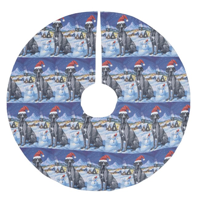 Great Dane Winter Wonderland Weihnachtsfreude Polyester Weihnachtsbaumdecke (Vorderseite)