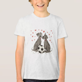 Great Dane with soccer ball for Valentine's Day Tri-Blend Shirt