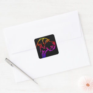 Great Dane zeichnend Quadratischer Aufkleber