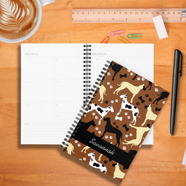 Great Danes Fawn Harlequin Dane Dog Planer (Great Danes in Brown Customized Planner)
