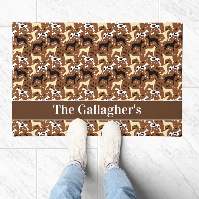 Great Danes Harlequin Fawn Pattern Personalisiert Fußmatte (Great Danes Pattern Personalized Doormat)