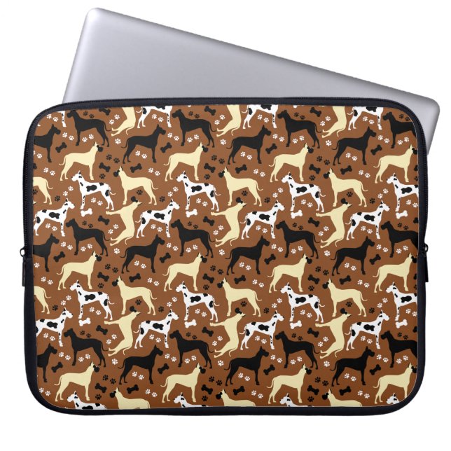Great Danes Pattern Harlequin, Fawn, Black Dane La Laptopschutzhülle (Vorderseite)