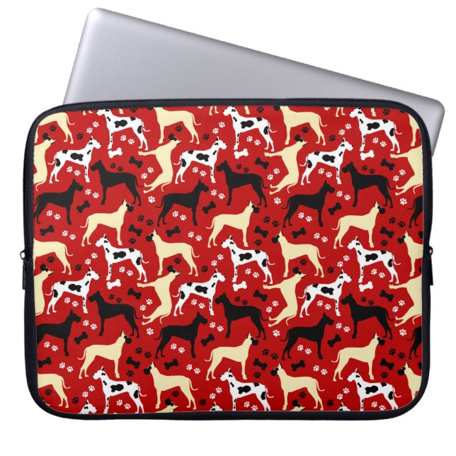 Great Danes Pattern Harlequin, Fawn, Black Dane Laptopschutzhülle (Vorderseite)