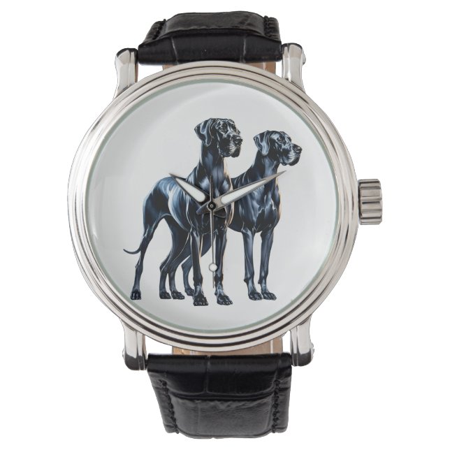 Great Danes Watercolor Armbanduhr (Vorderseite)