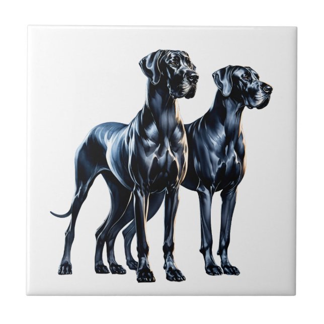 Great Danes Watercolor Fliese (Vorderseite)