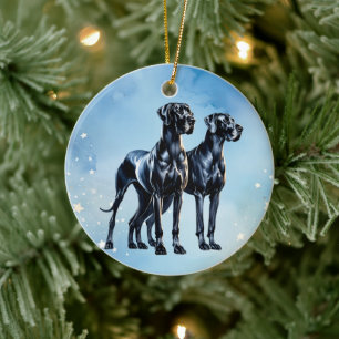 Great Danes Watercolor Keramik Ornament